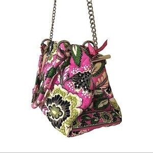 VERA Bradley Priscilla Pink Floral Chain Strap Shoulder Purse Quilted Bag